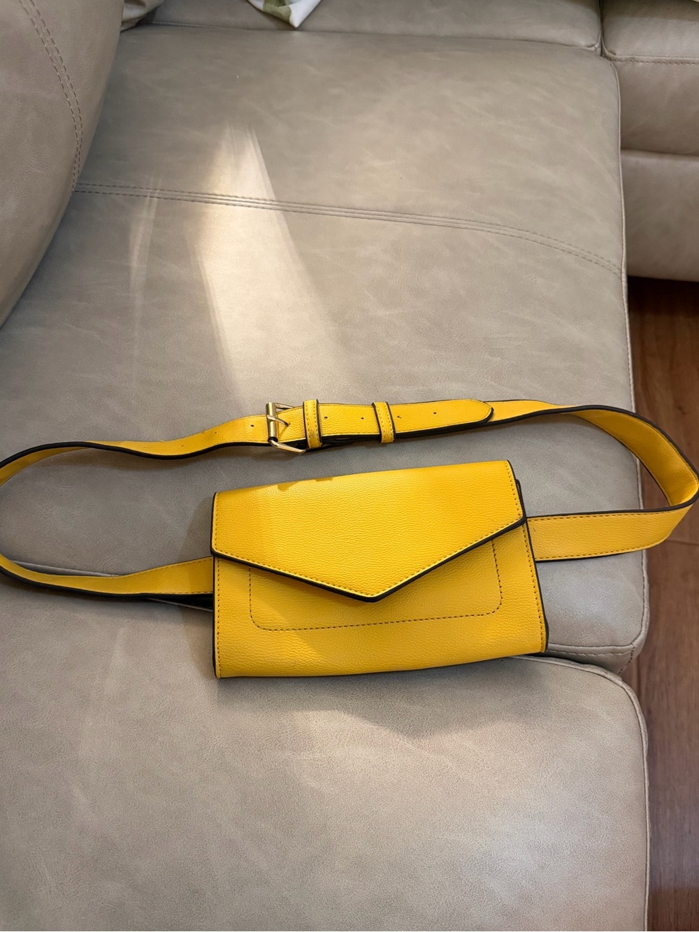 JustFab Mustard Yellow Convertible Belt Bag Waist Pack Envelope Crossbody